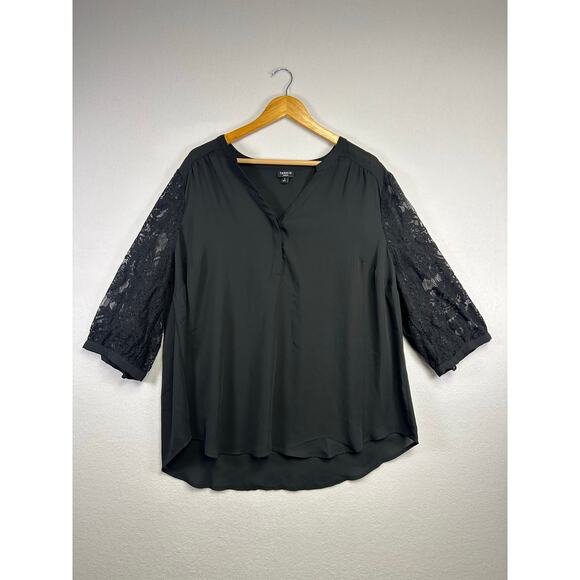 Torrid black lace sleeve V-neck blouse top size 3 (3X)￼ - Picture 1 of 9